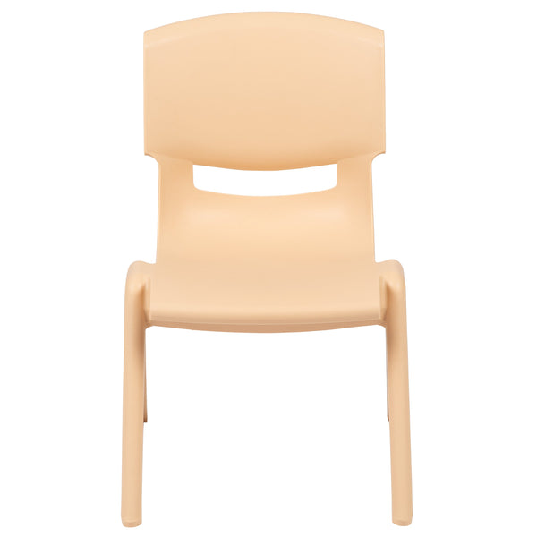 Natural |#| 4 Pack Natural Plastic Stack School Chair with 12inch Seat Height - Kids Chair