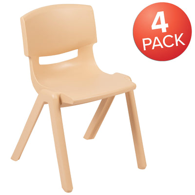4 Pack Plastic Stackable School Chairs with 13.25" Seat Height - View 2