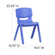 Blue |#| 4 Pack Blue Plastic Stack School Chair with 13.25inchH Seat, K-2 School Chair