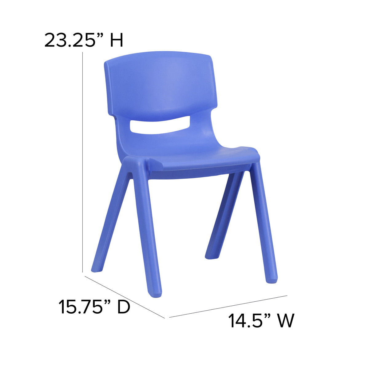 Blue |#| 4 Pack Blue Plastic Stack School Chair with 13.25inchH Seat, K-2 School Chair