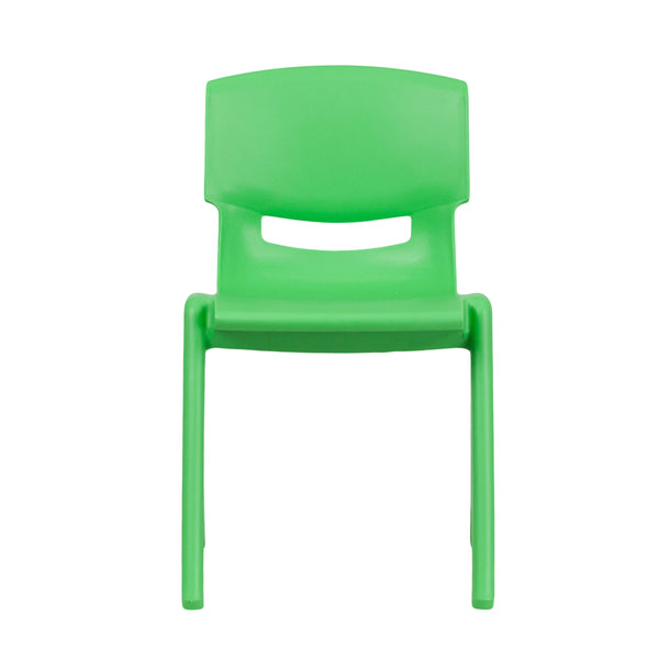 Green |#| 4 Pack Green Plastic Stack School Chair with 13.25inchH Seat, K-2 School Chair