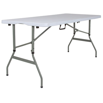 5-Foot Height Adjustable Bi-Fold Plastic Banquet and Event Folding Table with Carrying Handle