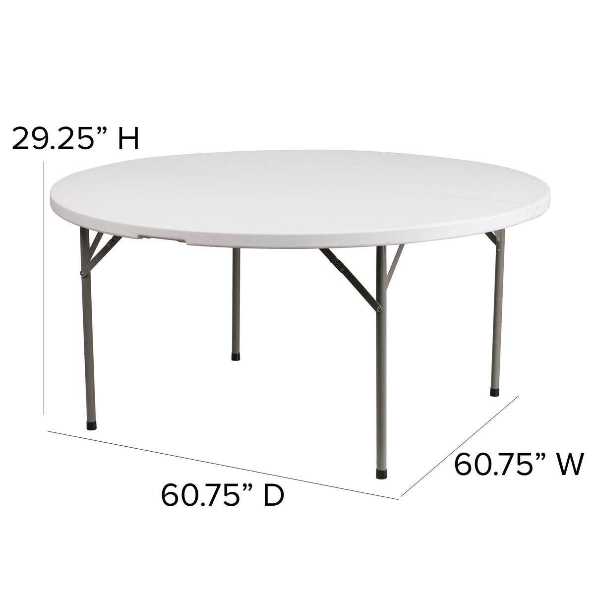 5-Foot Round White Plastic Folding Table - Banquet / Event Folding Table