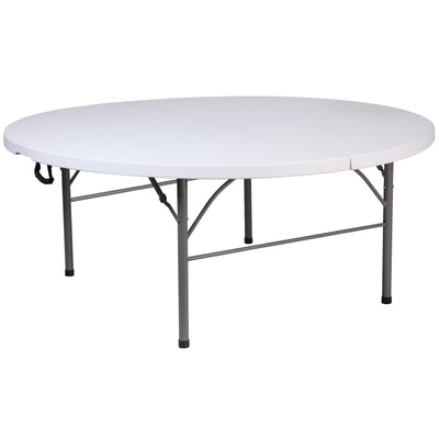 5.89-Foot Round Bi-Fold Plastic Banquet and Event Folding Table with Carrying Handle