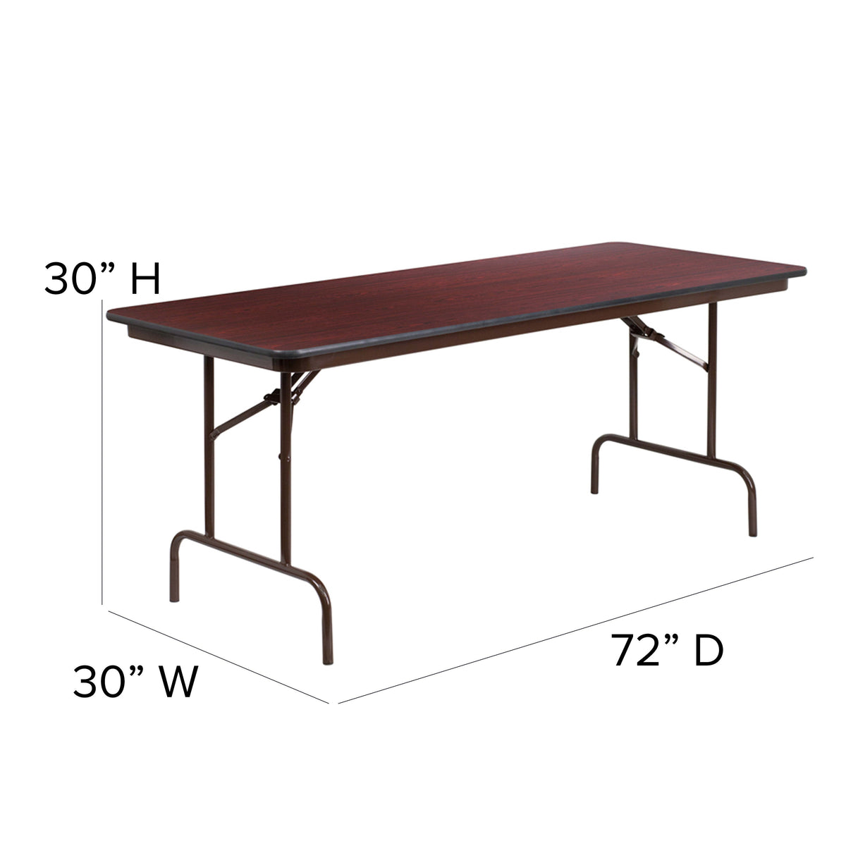 6-Foot Mahogany Melamine Laminate Folding Banquet & Catering Table