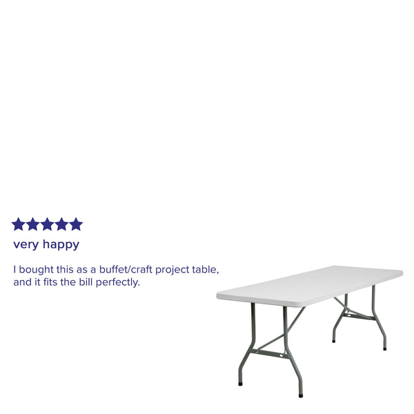 6-Foot Granite White Plastic Folding Table - Banquet / Event Folding Table