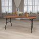 6-Foot Rectangular Wood Folding Banquet Table with Clear Coated Finished Top