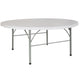 6-Foot Round Bi-Fold Granite White Plastic Event Folding Table with Handle