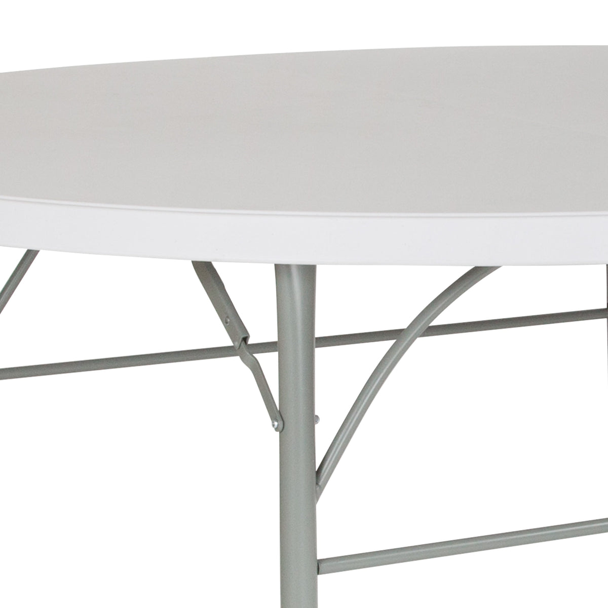 6-Foot Round Bi-Fold Granite White Plastic Event Folding Table with Handle