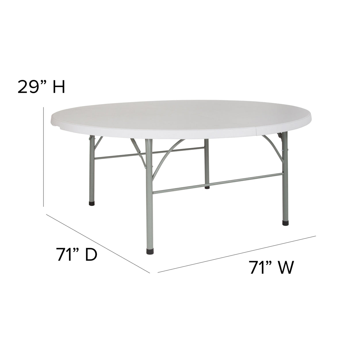 6-Foot Round Bi-Fold Granite White Plastic Event Folding Table with Handle