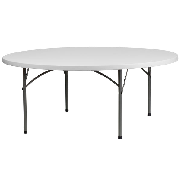 6-Foot Round Granite White Plastic Folding Table - Banquet / Event Folding Table