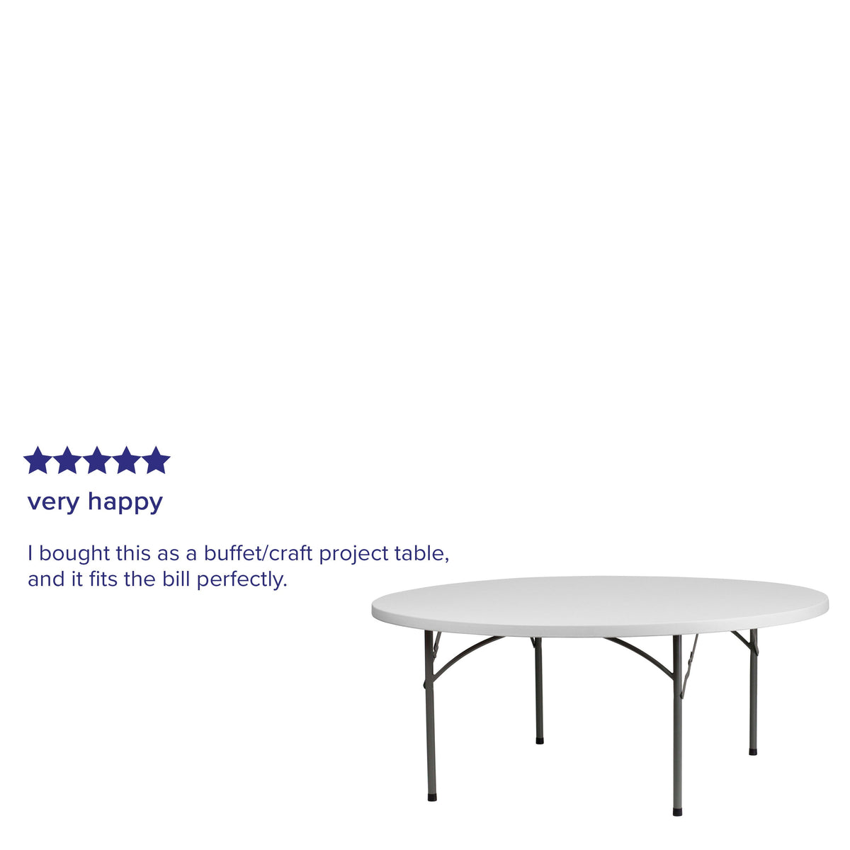 6-Foot Round Granite White Plastic Folding Table - Banquet / Event Folding Table