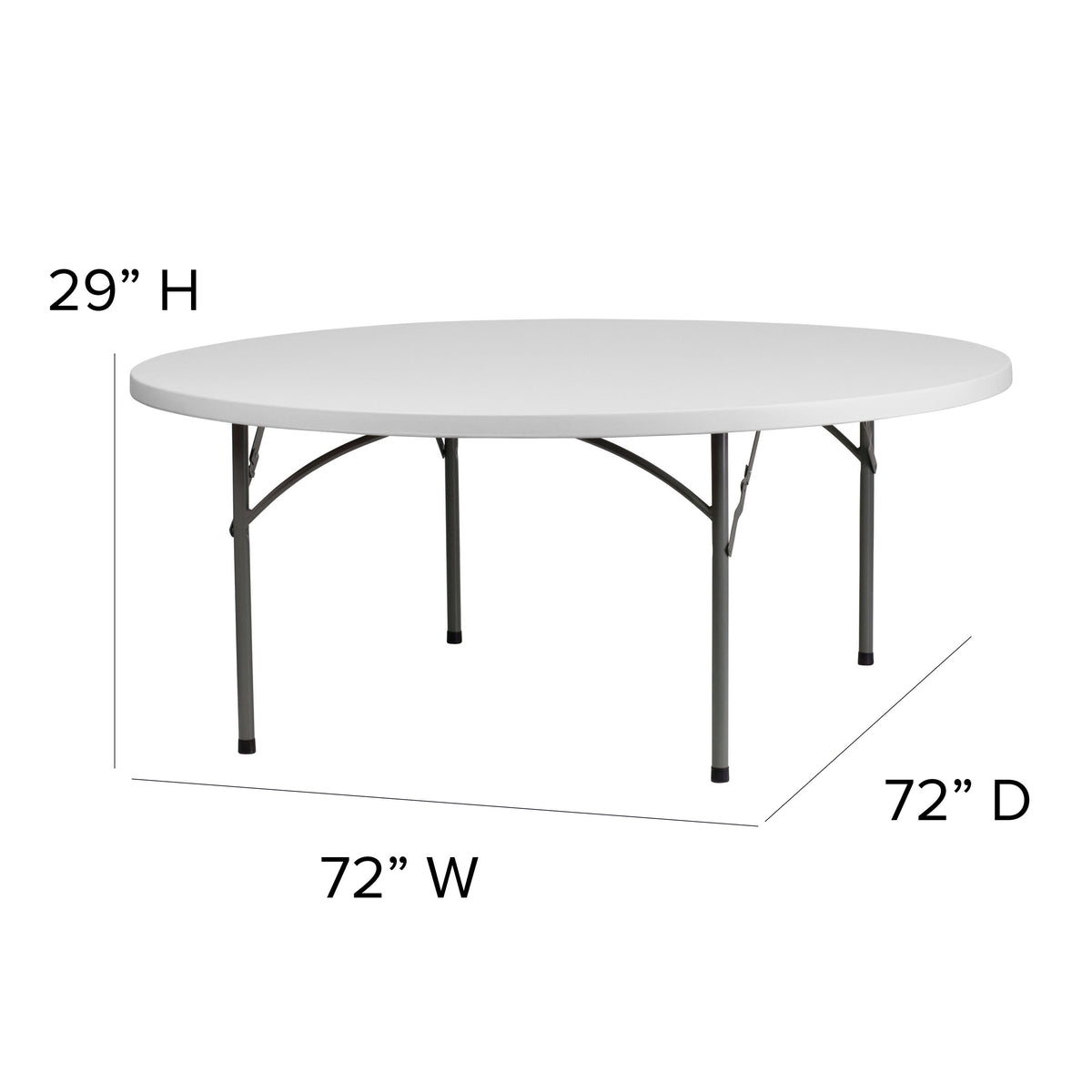 6-Foot Round Granite White Plastic Folding Table - Banquet / Event Folding Table