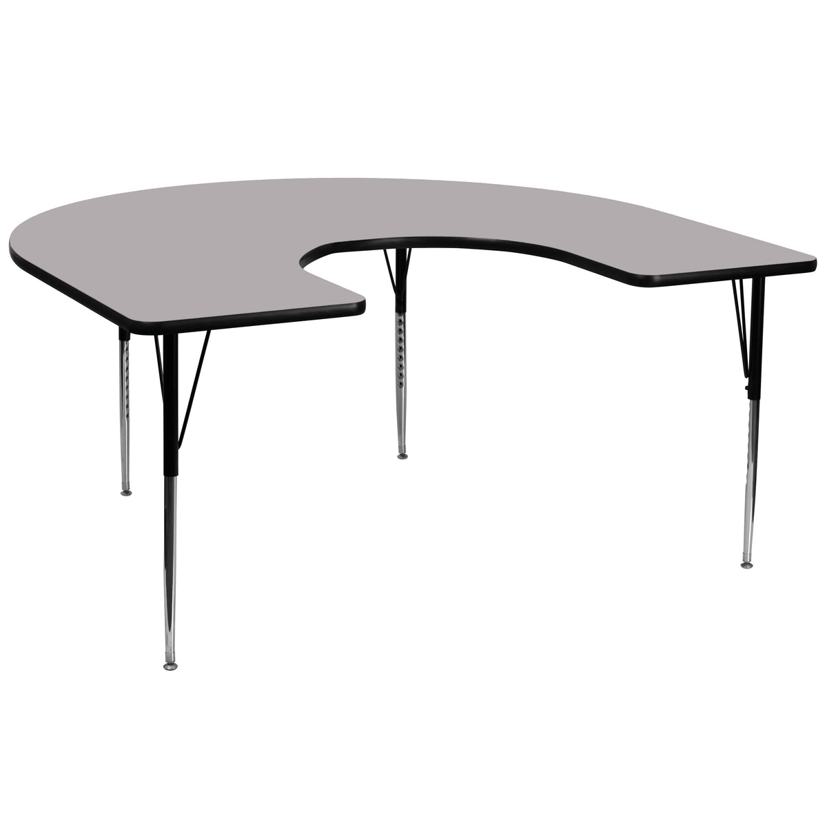 Gray |#| 60inchW x 66inchL Horseshoe Grey Thermal Laminate Adjustable Activity Table