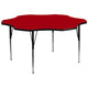 Red |#| 60inch Flower Red Thermal Laminate Activity Table - Standard Height Adjustable Legs