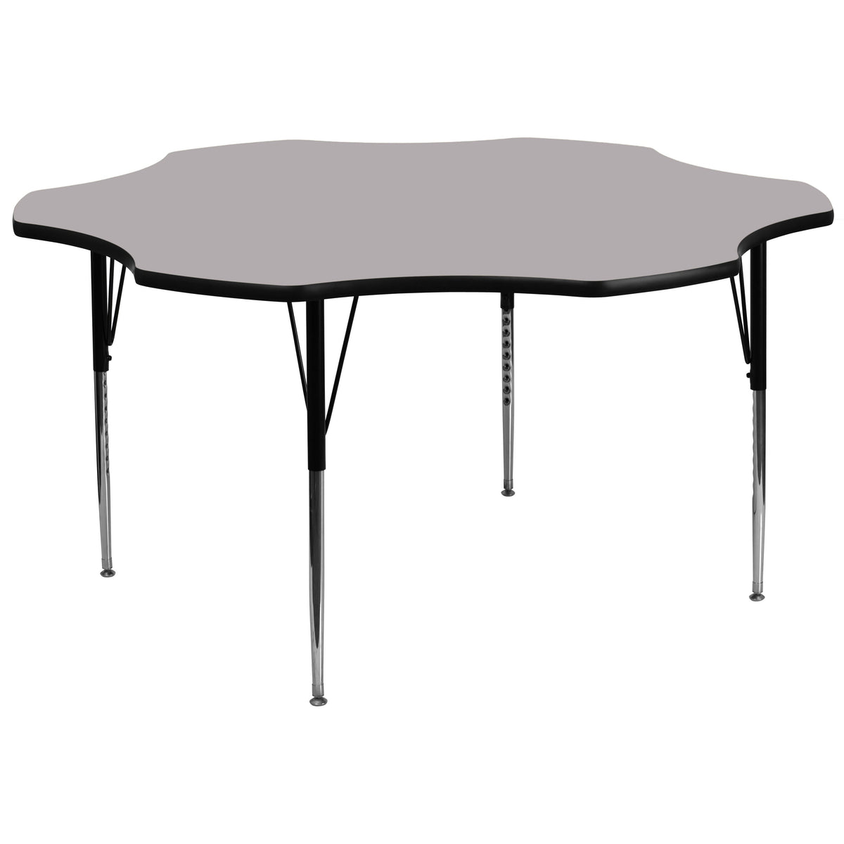 Gray |#| 60inch Flower Grey Laminate Activity Table - Standard Height Adjustable Legs