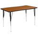 Oak |#| 76inch Oval Wave Activity Table Set with 18inch Student Stack Chairs, Oak/Black