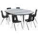 Grey |#| 76inch Oval Wave Activity Table Set with 18inch Student Stack Chairs, Grey/Black