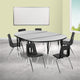Grey |#| 76inch Oval Wave Activity Table Set with 18inch Student Stack Chairs, Grey/Black