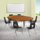 Oak |#| 76inch Oval Wave Activity Table Set with 18inch Student Stack Chairs, Oak/Black