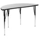 Grey |#| 76inch Oval Wave Activity Table Set with 18inch Student Stack Chairs, Grey/Black