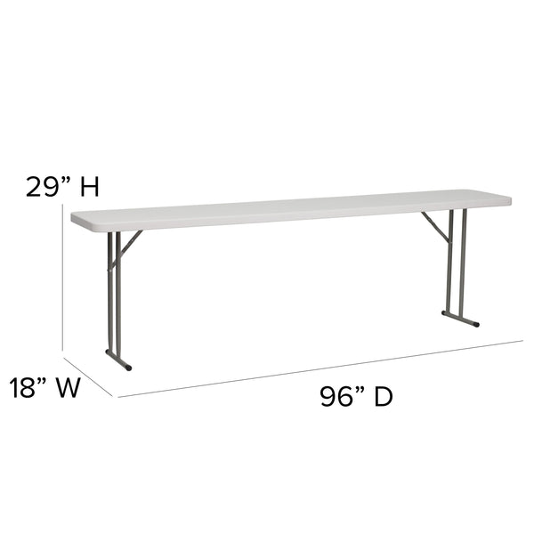 8-Foot Rectangle Granite White Plastic Folding Training / Seminar Table