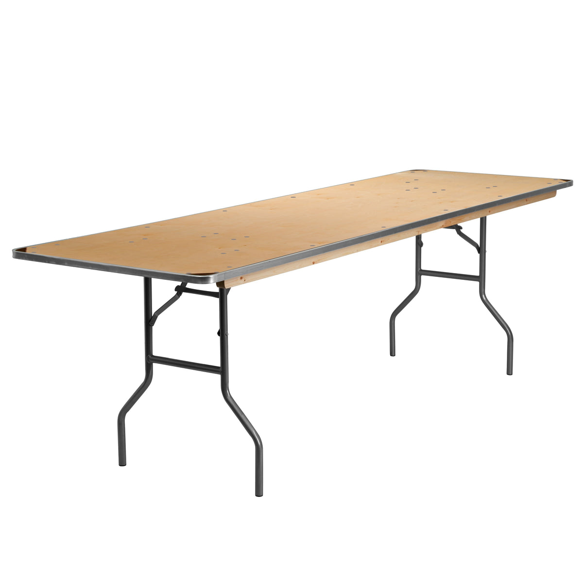 8-Foot Rectangular Birchwood Folding Banquet Table with Corner Guards