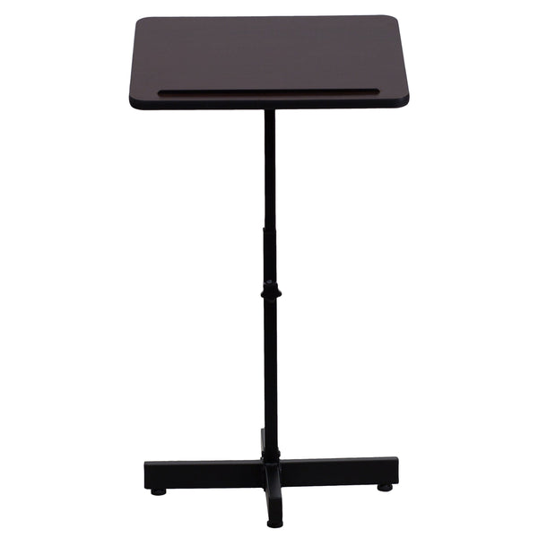 Adjustable Height Slanted Top Metal Lectern in Mahogany