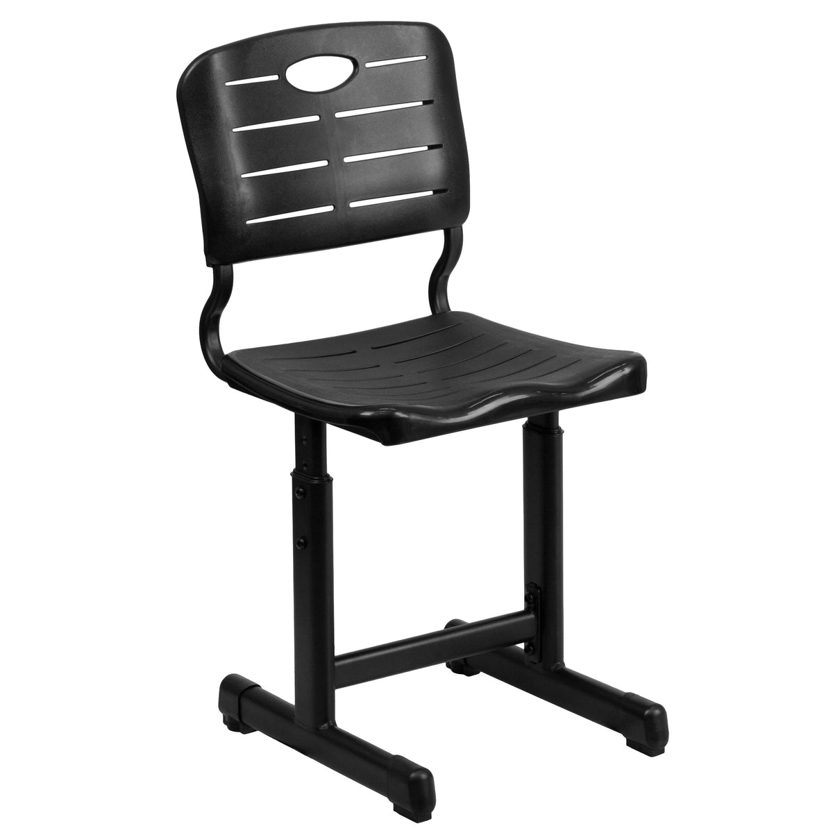 Adjustable Height Black Student Chair with Black Pedestal Frame