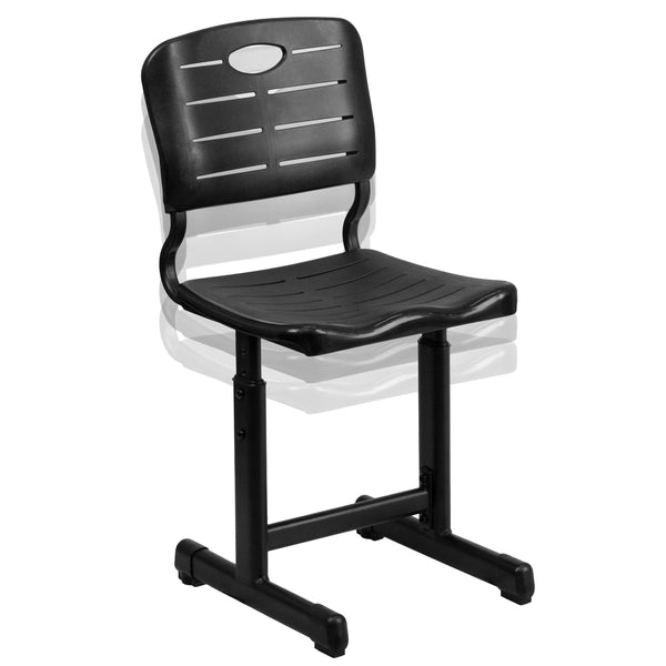 Adjustable Height Black Student Chair with Black Pedestal Frame