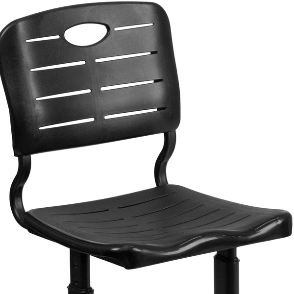 Adjustable Height Black Student Chair with Black Pedestal Frame