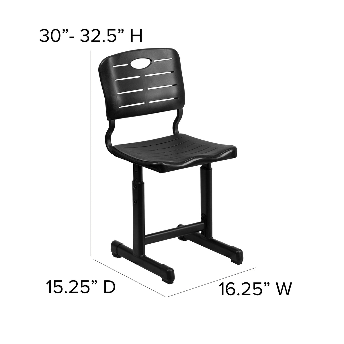 Adjustable Height Black Student Chair with Black Pedestal Frame