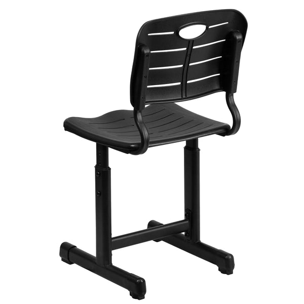 Adjustable Height Black Student Chair with Black Pedestal Frame