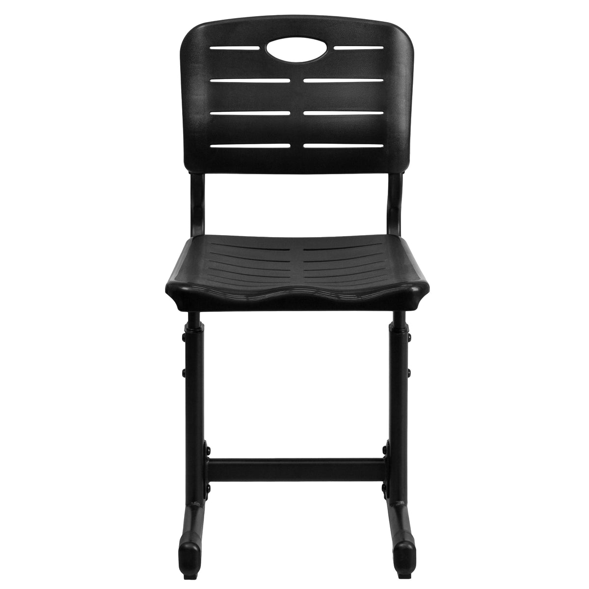 Adjustable Height Black Student Chair with Black Pedestal Frame