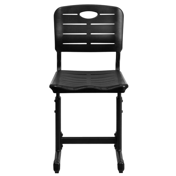 Adjustable Height Black Student Chair with Black Pedestal Frame