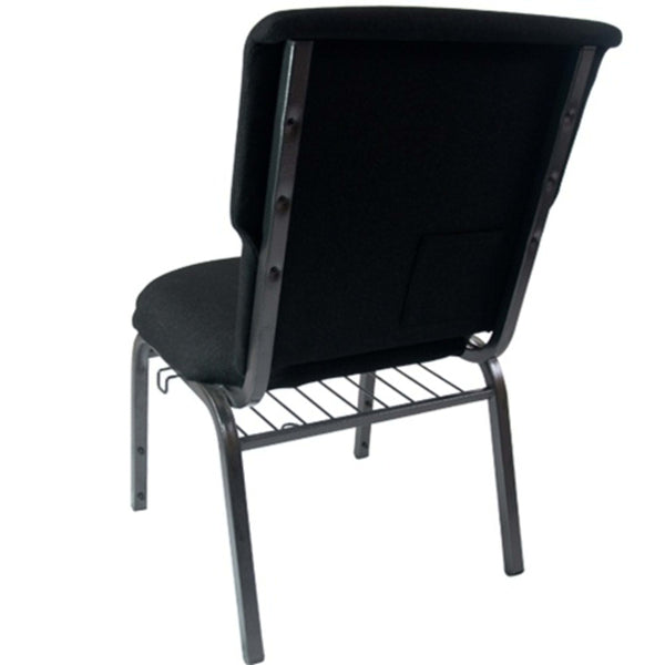 Black Fabric/Silver Vein Frame |#| Black Discount Church Chair - 21 in. Wide