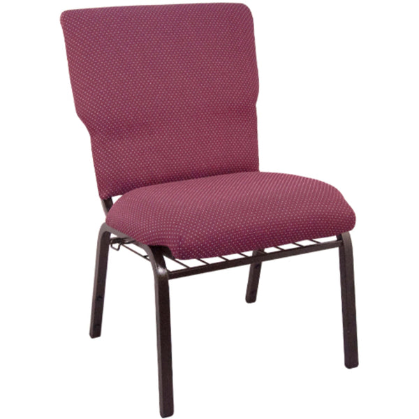 Burgundy Pattern Fabric/Gold Vein Frame |#| Burgundy Pattern Discount Church Chair - 21 in. Wide