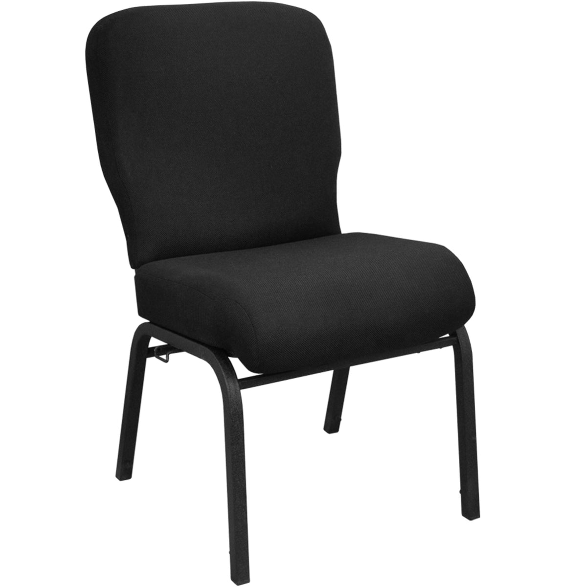 Black Fabric/Black Frame |#| Signature Elite Black Church Chair - 20 in. Wide