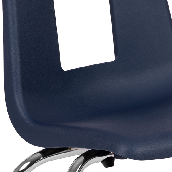 Navy |#| Navy Student Stack Chair 16inchH Seat - School Classroom Chair for 3rd-7th Grade