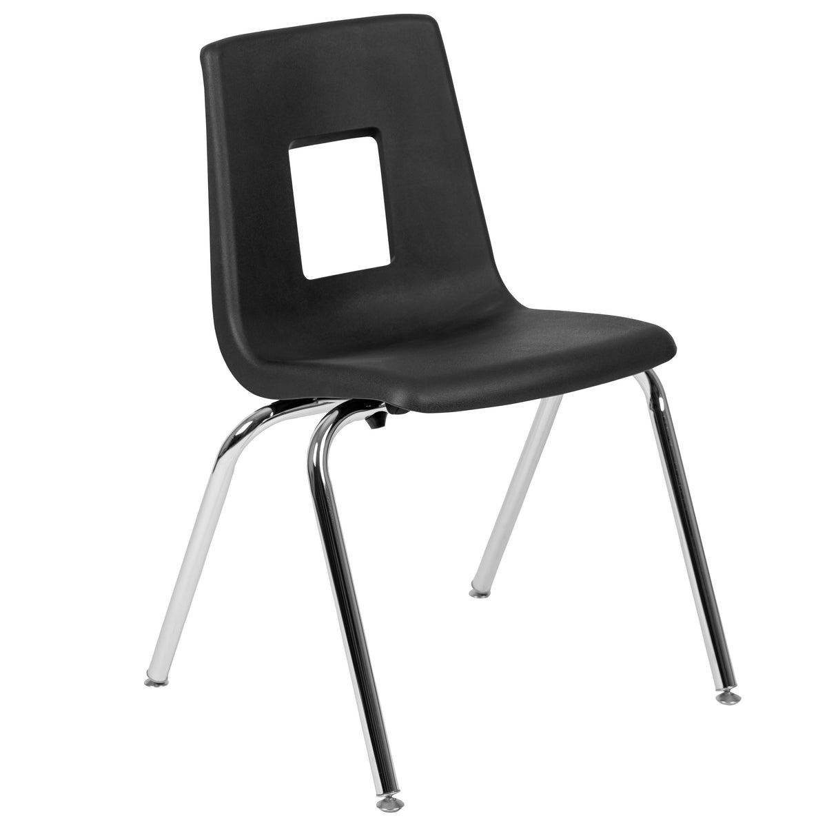 Black |#| Black Student Stack Chair 18inchH Seat - Classroom Chair for Middle-High-Adults