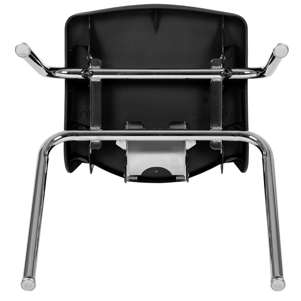 Black |#| Black Student Stack Chair 18inchH Seat - Classroom Chair for Middle-High-Adults