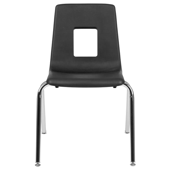 Black |#| Black Student Stack Chair 18inchH Seat - Classroom Chair for Middle-High-Adults