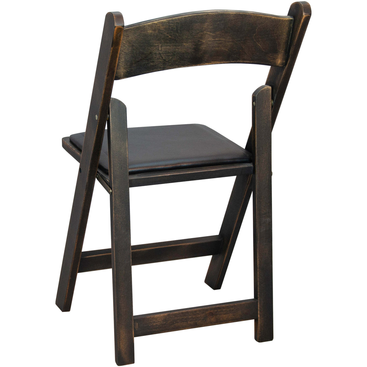 Antique Black |#| Antique Black Wood Folding Chair with Vinyl Padded Seat