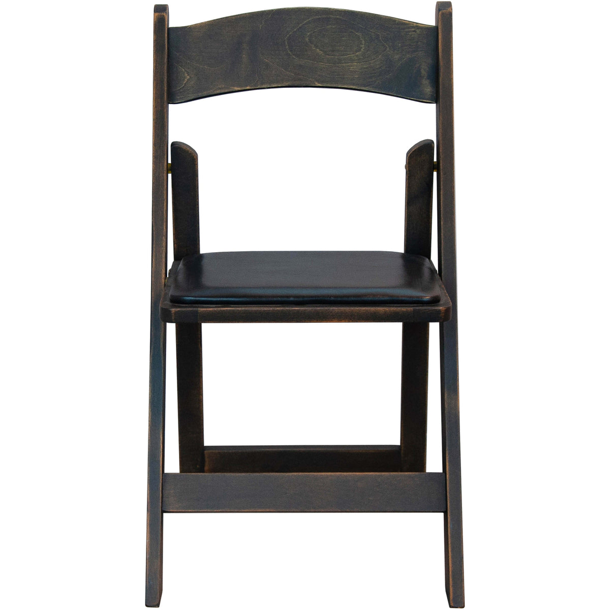 Antique Black |#| Antique Black Wood Folding Chair with Vinyl Padded Seat