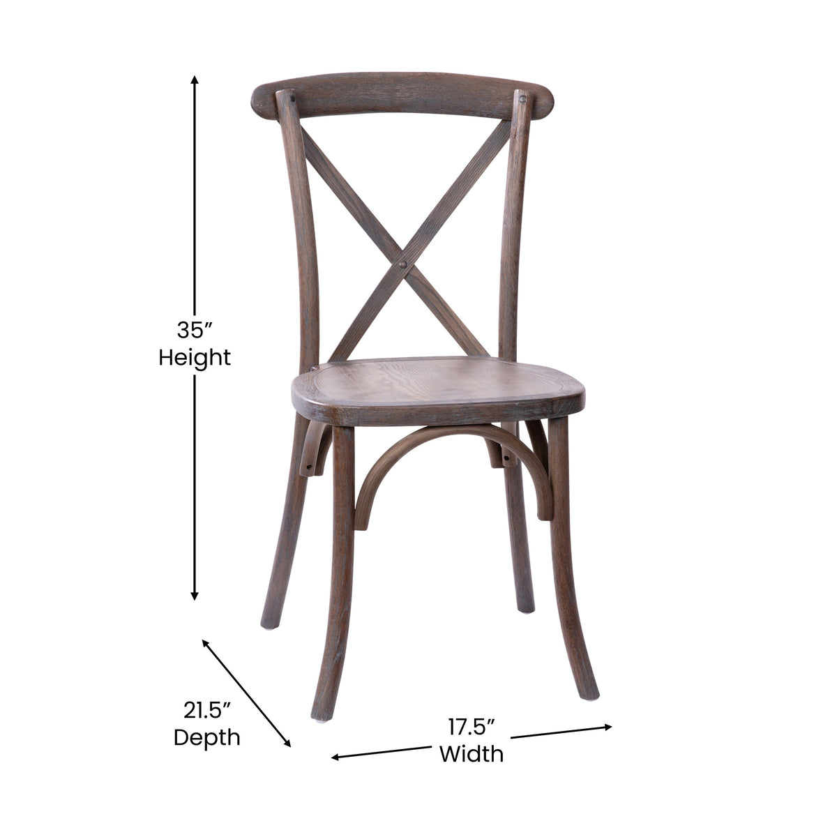 Dark Driftwood |#| Gray Wash Dark Driftwood X-Back Dining Chairs