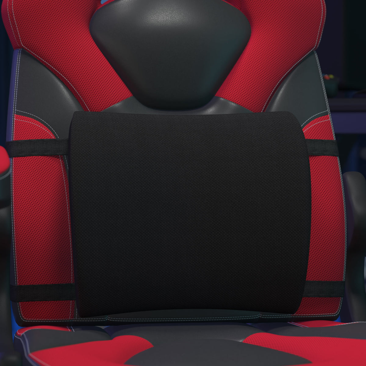 CertiPUR-US Certified Gaming Chair Memory Foam Lumbar Cushion - Black Mesh Cover