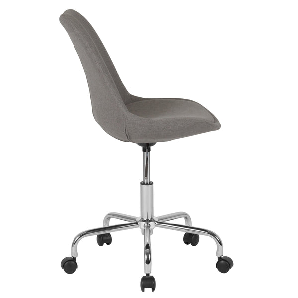 Light Gray |#| Mid-Back Light Gray Fabric Task Office Chair with Pneumatic Lift and Chrome Base