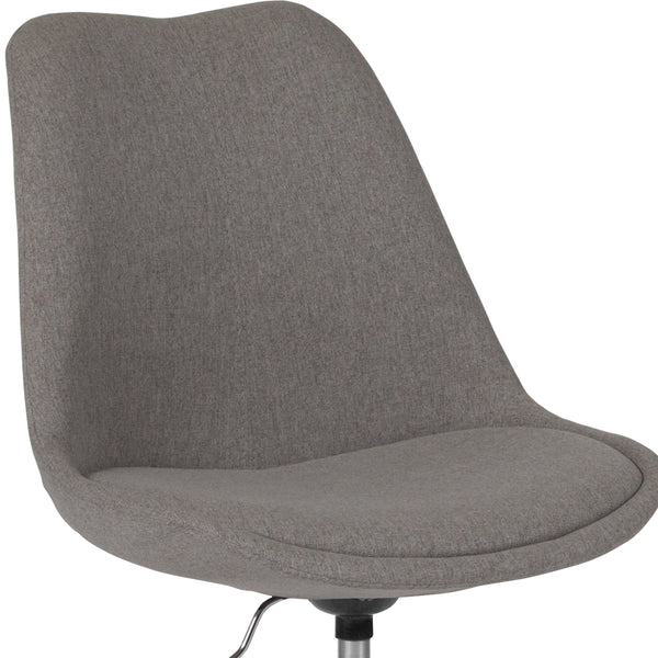 Light Gray |#| Mid-Back Light Gray Fabric Task Office Chair with Pneumatic Lift and Chrome Base