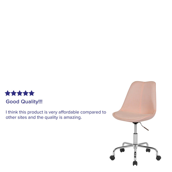 Pink |#| Mid-Back Pink Fabric Task Office Chair with Pneumatic Lift and Chrome Base