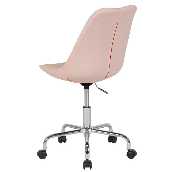 Pink |#| Mid-Back Pink Fabric Task Office Chair with Pneumatic Lift and Chrome Base